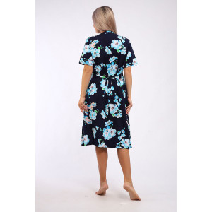 Халат женский "Кокетка" кулирка (р-ры: 52-70) голубая сакура Халат женский "Кокетка" кулирка (р-ры: 52-70) голубая сакура