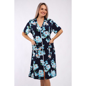 Халат женский "Кокетка" кулирка (р-ры: 52-70) голубая сакура Халат женский "Кокетка" кулирка (р-ры: 52-70) голубая сакура