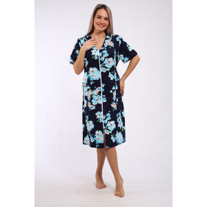 Халат женский "Кокетка" кулирка (р-ры: 52-70) голубая сакура Халат женский "Кокетка" кулирка (р-ры: 52-70) голубая сакура