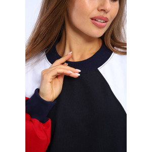 Костюм двойка женский "Летучая мышь" футер с лайкрой (р-ры: 42-60) черно-красно-белый