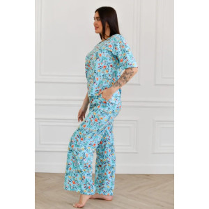 Пижама женская "Белла" 1324-7 кулирка (последний размер) голубые цветы 60 Пижама женская "Белла" 1324-7 кулирка (последний размер) голубые цветы 60