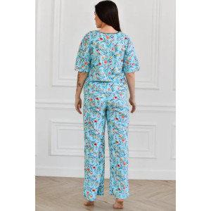 Пижама женская "Белла" 1324-7 кулирка (последний размер) голубые цветы 60 Пижама женская "Белла" 1324-7 кулирка (последний размер) голубые цветы 60