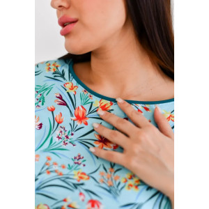 Пижама женская "Белла" 1324-7 кулирка (последний размер) голубые цветы 60 Пижама женская "Белла" 1324-7 кулирка (последний размер) голубые цветы 60