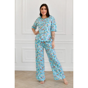 Пижама женская "Белла" 1324-7 кулирка (последний размер) голубые цветы 60 Пижама женская "Белла" 1324-7 кулирка (последний размер) голубые цветы 60