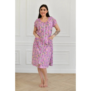 Халат женский "Настя" 1199-4 кулирка (последний размер) розовые цветы 54,60 Халат женский "Настя" 1199-4 кулирка (последний размер) розовые цветы 54,60