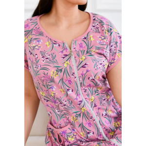 Халат женский "Настя" 1199-4 кулирка (последний размер) розовые цветы 54,60 Халат женский "Настя" 1199-4 кулирка (последний размер) розовые цветы 54,60