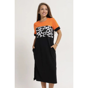 Платье женское "Деметра" 1306-8 кулирка (последний размер) пятна оранж 64 Платье женское "Деметра" 1306-8 кулирка (последний размер) пятна оранж 64