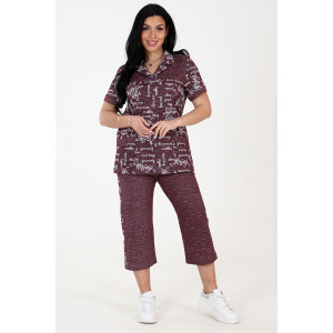 Костюм двойка женский КК-55 кулирка (последний размер) письмо на рогожке бордо 54 Костюм двойка женский КК-55 кулирка (последний размер) письмо на рогожке бордо 54