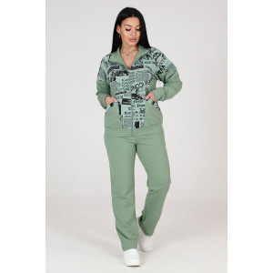 Костюм двойка женский КФ-215 футер (последний размер) оливка-газета-2 54 Костюм двойка женский КФ-215 футер (последний размер) оливка-газета-2 54