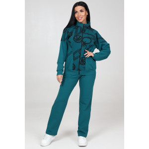 Костюм двойка женский КФ-215 футер (последний размер) петроль-меандр 50,52,56,58,60 Костюм двойка женский КФ-215 футер (последний размер) петроль-меандр 50,52,56,58,60