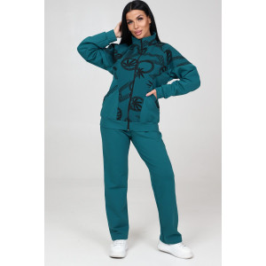 Костюм двойка женский КФ-215 футер (последний размер) петроль-меандр 50,52,56,58,60 Костюм двойка женский КФ-215 футер (последний размер) петроль-меандр 50,52,56,58,60