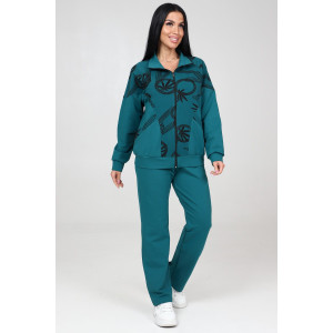 Костюм двойка женский КФ-215 футер (последний размер) петроль-меандр 50,52,56,58,60 Костюм двойка женский КФ-215 футер (последний размер) петроль-меандр 50,52,56,58,60