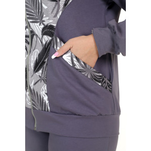 Костюм двойка женский КФ-215 "Люкс" футер (последний размер) серый папоротник 54,56 Костюм двойка женский КФ-215 "Люкс" футер (последний размер) серый папоротник 54,56