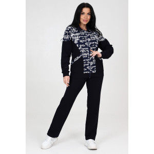 Костюм двойка женский КФ-215 футер (последний размер) темно-синий белые иероглифы 58 Костюм двойка женский КФ-215 футер (последний размер) темно-синий белые иероглифы 58