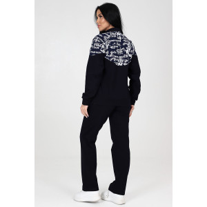 Костюм двойка женский КФ-215 футер (последний размер) темно-синий белые иероглифы 58 Костюм двойка женский КФ-215 футер (последний размер) темно-синий белые иероглифы 58