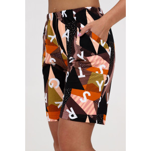 Шорты женские  ШК-236 кулирка (последний размер) буквы на оранжевых треугольниках 52 Шорты женские  ШК-236 кулирка (последний размер) буквы на оранжевых треугольниках 52