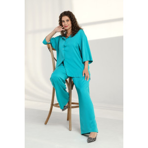 Костюм двойка женский "Лето" штапель (последний размер) бирюзовый 46 Костюм двойка женский "Лето" штапель (последний размер) бирюзовый 46
