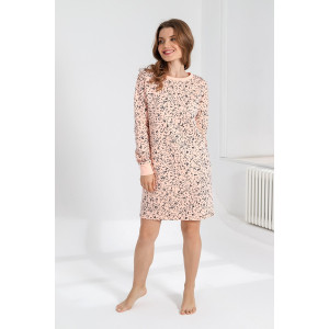 Сорочка женская "Россыпь-1" футер 2-х нитка с начесом (последний размер) персиковый 44 Сорочка женская "Россыпь-1" футер 2-х нитка с начесом (последний размер) персиковый 44