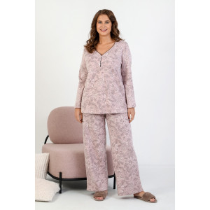 Пижама женская "Тайна" футер 2-х нитка с начесом (последний размер) бежевый 52,54,60