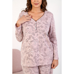 Пижама женская "Тайна" футер 2-х нитка с начесом (последний размер) бежевый 52,54,60