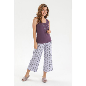 Пижама женская "Клише-2" кулирка (последний размер) баклажановый 48