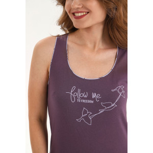 Пижама женская "Клише-2" кулирка (последний размер) баклажановый 48