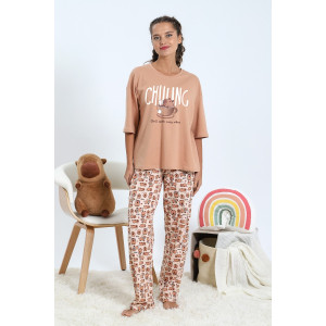 Пижама женская "Капи-3" кулирка (последний размер) песочный 46