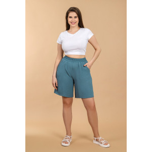 Шорты женские "Жаркий сезон-2" лён манго (последний размер) петроль 50