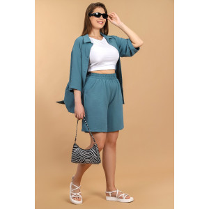 Шорты женские "Жаркий сезон-2" лён манго (последний размер) петроль 50