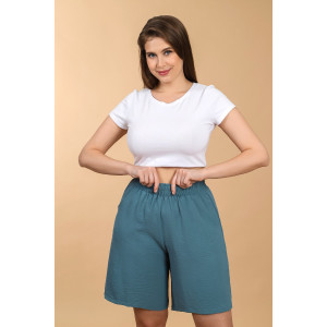 Шорты женские "Жаркий сезон-2" лён манго (последний размер) петроль 50