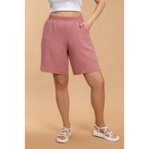 Шорты женские "Жаркий сезон-2" лён манго (последний размер) сухая роза 50,56