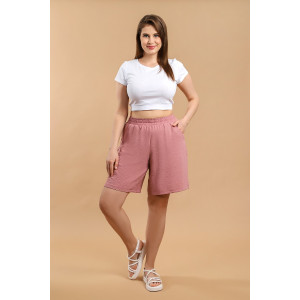 Шорты женские "Жаркий сезон-2" лён манго (последний размер) сухая роза 50,56