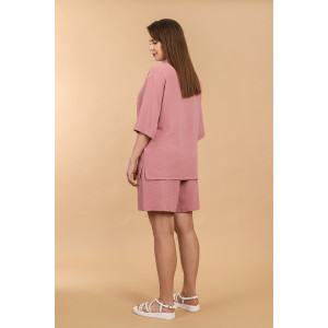 Шорты женские "Жаркий сезон-2" лён манго (последний размер) сухая роза 50,56