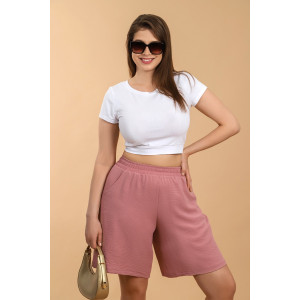 Шорты женские "Жаркий сезон-2" лён манго (последний размер) сухая роза 50,56