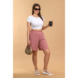 Шорты женские "Жаркий сезон-2" лён манго (последний размер) сухая роза 50,56