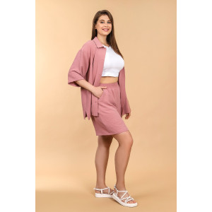 Шорты женские "Жаркий сезон-2" лён манго (последний размер) сухая роза 50,56