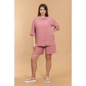 Шорты женские "Жаркий сезон-2" лён манго (последний размер) сухая роза 50,56