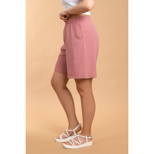 Шорты женские "Жаркий сезон-2" лён манго (последний размер) сухая роза 50,56