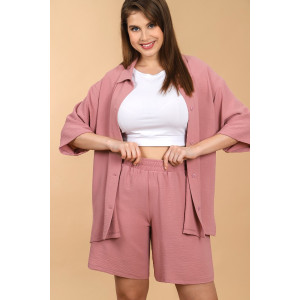 Шорты женские "Жаркий сезон-2" лён манго (последний размер) сухая роза 50,56