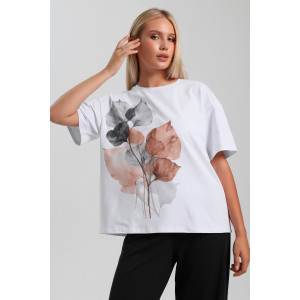 Футболка женская "Июль-2" кулирка с лайкрой (последний размер) белый 50,52 Футболка женская "Июль-2" кулирка с лайкрой (последний размер) белый 50,52