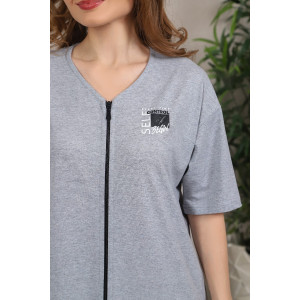 Халат женский "Эва" кулирка меланж (последний размер) серый 50 Халат женский "Эва" кулирка меланж (последний размер) серый 50