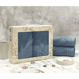 Набор махровых полотенец "Сафари" 08-191 темно-голубой 50х90 см (2 шт.) Набор махровых полотенец "Сафари" 08-191 темно-голубой 50х90 см (2 шт.)