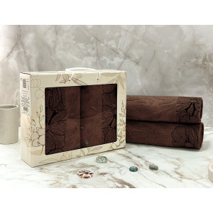 Набор махровых полотенец "Фиалка" 03-107 коричневый 50х90 см (2 шт.) Набор махровых полотенец "Фиалка" 03-107 коричневый 50х90 см (2 шт.)