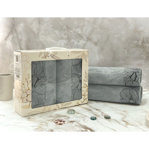 Набор махровых полотенец "Фиалка" 08-179 серый 50х90 см (2 шт.) Набор махровых полотенец "Фиалка" 08-179 серый 50х90 см (2 шт.)