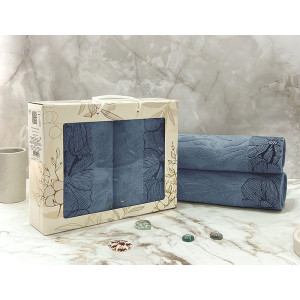 Набор махровых полотенец "Фиалка" 08-191 темно-голубой 50х90 см (2 шт.) Набор махровых полотенец "Фиалка" 08-191 темно-голубой 50х90 см (2 шт.)