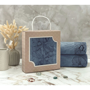 Набор махровых полотенец "Фиалка" 08-191 темно-голубой 30х70 см (2 шт.) Набор махровых полотенец "Фиалка" 08-191 темно-голубой 30х70 см (2 шт.)