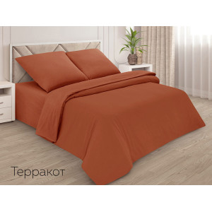 Пододеяльник классический поплин однотонный терракот Пододеяльник классический поплин однотонный терракот