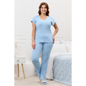 Пижама женская "Мэри-2" кашкорсе (р-ры: 48-58) голубой Пижама женская "Мэри-2" кашкорсе (р-ры: 48-58) голубой