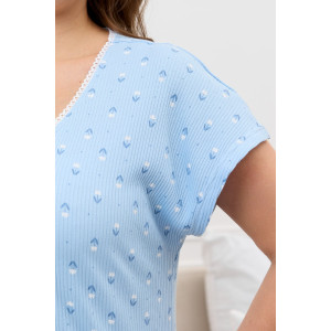 Пижама женская "Мэри-2" кашкорсе (р-ры: 48-58) голубой Пижама женская "Мэри-2" кашкорсе (р-ры: 48-58) голубой