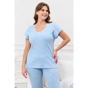 Пижама женская "Мэри-2" кашкорсе (р-ры: 48-58) голубой Пижама женская "Мэри-2" кашкорсе (р-ры: 48-58) голубой